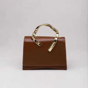 Home Luna Gold Handle Structured Handbag – Brown