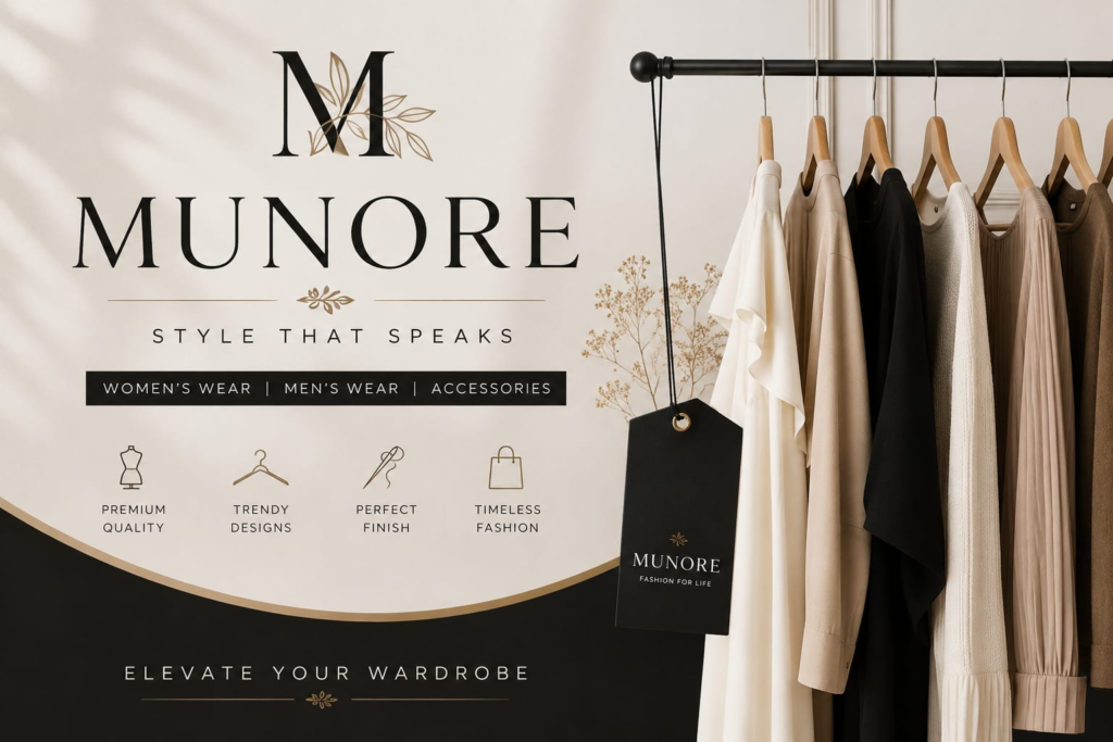 Discover Timeless Style with MUNORE fashion and lifestyle
premium quality